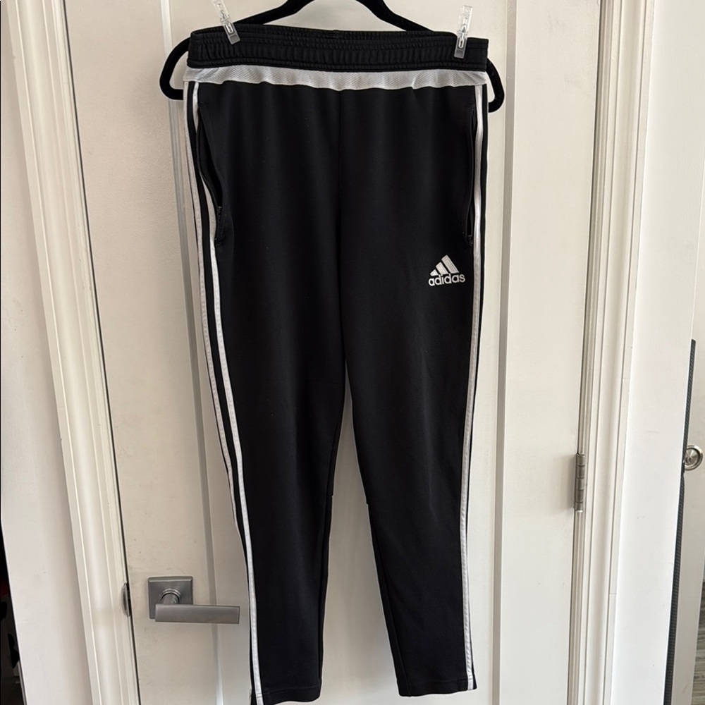 Adidas Black and White Joggers with Elastic Waistband